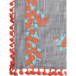 Women's Cotton Embroidered Dupatta (Gray, Length: 0.5 to 1 Mtr)