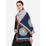 Women's Cotton Embroidered Dupatta (Navyblue, Length: 0.5 to 1 Mtr)