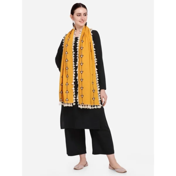 Women's Cotton Embroidered Dupatta (Mustuard, Length: 0.5 to 1 Mtr)