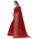 Women's Cotton Silk Designer Weaving Saree With Unstitched Blouse (Maroon, 5.50 Mtrs)