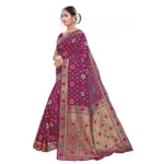 Women's Banarasi Silk Designer Weaving Saree With Unstitched Blouse (Purple, 5.50 Mtrs)