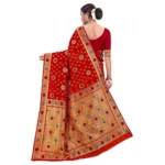 Women's Banarasi Silk Designer Weaving Saree With Unstitched Blouse (Red, 5.50 Mtrs)