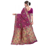 Women's Banarasi Silk Designer Weaving Saree With Unstitched Blouse (Purple, 5.50 Mtrs)